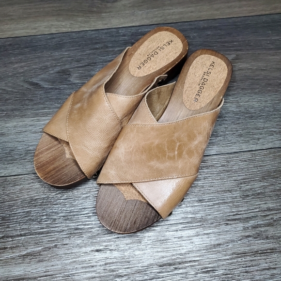 KELSI DAGGER Brooklyn Wood Leather Heeled Sandals - Picture 4 of 11